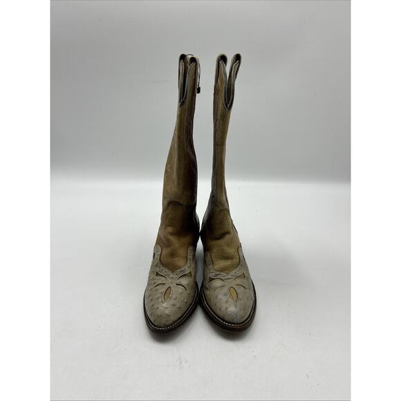 Vintage Texas Brand Cowboy Western Leather Boots TAN Men’s Size 7.5D MADE IN USA main image 6